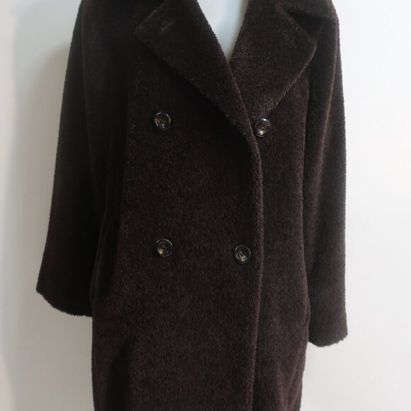 Womens Max Mara Dark Chocolate Brown Alpaca Wool Double Breasted Coat 4 - Picture 5 of 16